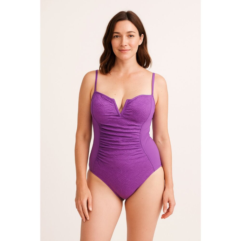 Moontide Purple Ruched One Piece Swim Suit